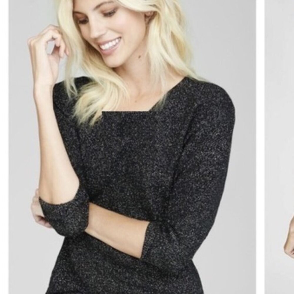 Express Metallic Shimmer V Back Shirt Top Sweater